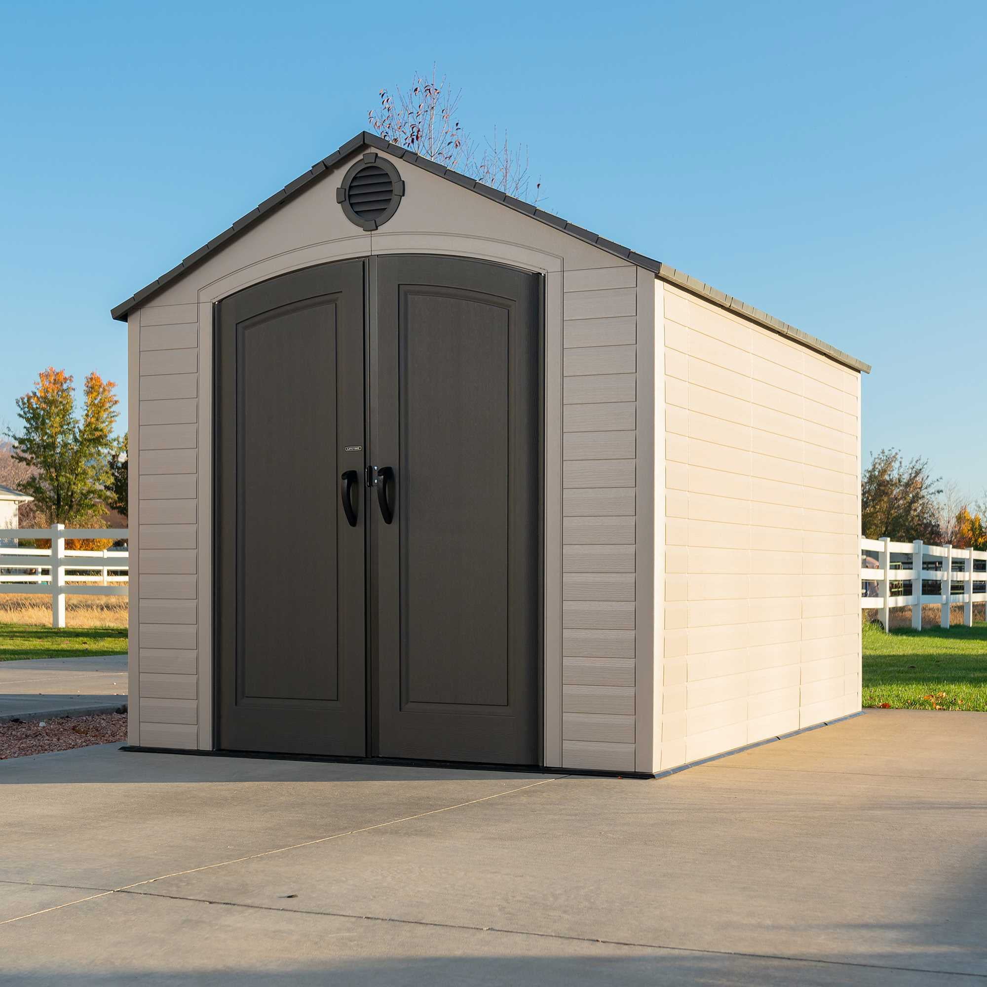 Lifetime 8 x 10 ft Outdoor Storage Shed - HDPE Shed with Steel Reinforced Doors and Skylights