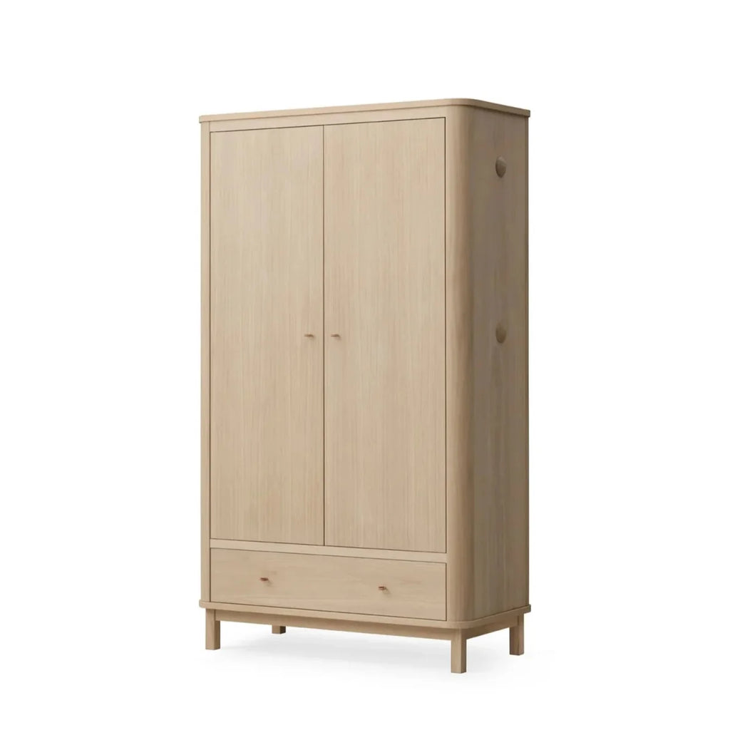Armoire chêne 2 portes avec penderie, tiroir et étagères ajustables