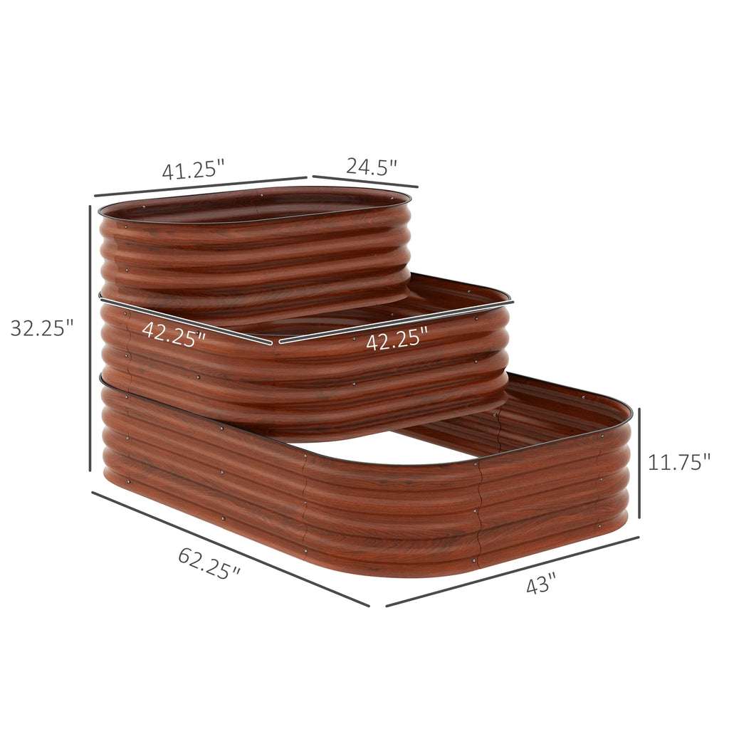 Outsunny 3-Tier Raised Garden Bed 62.25" x 43" x 32.25" Planter Set, Green