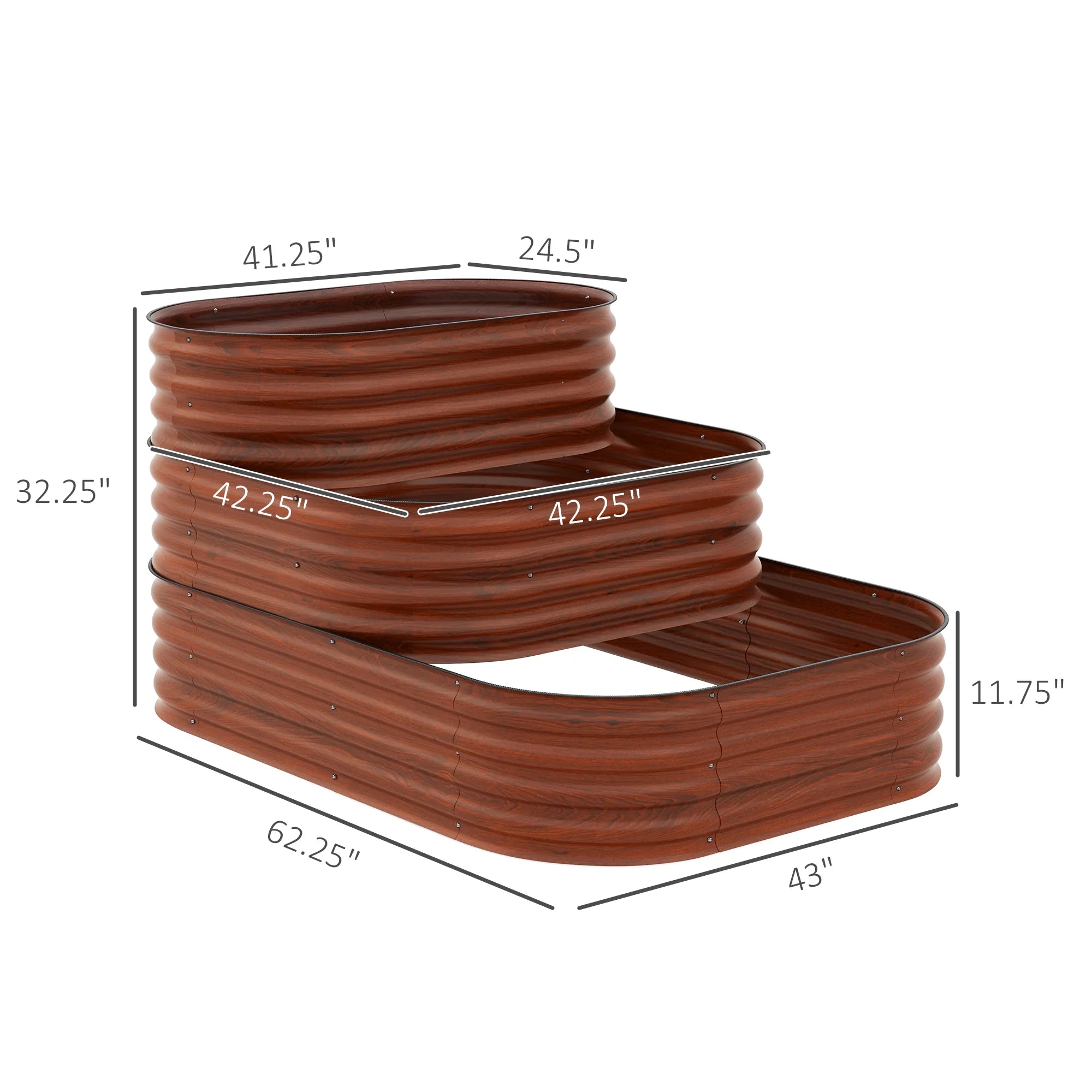 Outsunny 3-Tier Raised Garden Bed 62.25" x 43" x 32.25" Planter Set, Green