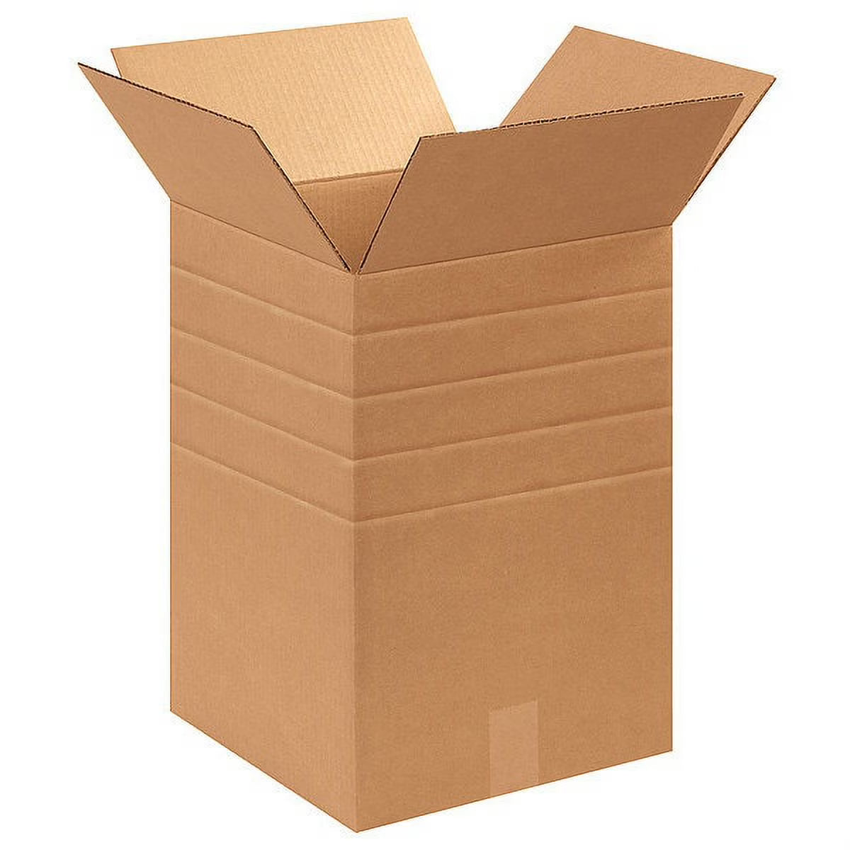 ZoroSelect Multi-Depth Corrugated Boxes, 12" x 12" x 18", Kraft, 25/Bundle