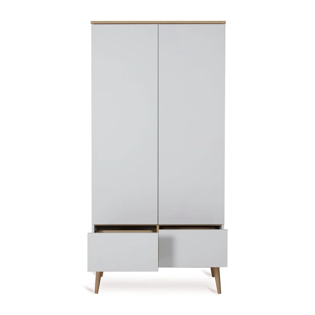 Armoire enfant blanche 2 portes avec 2 tiroirs et penderie
