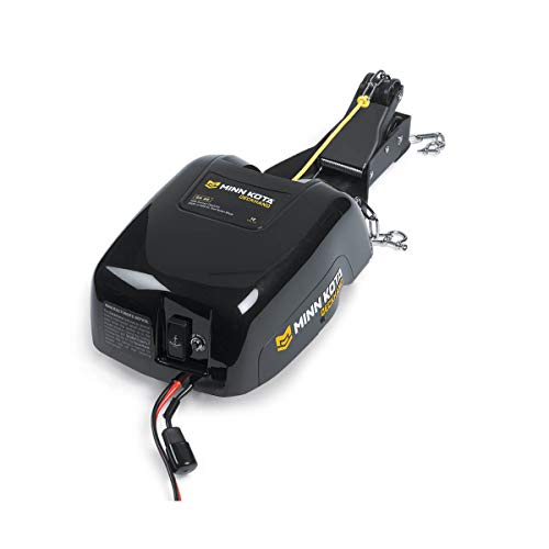 Electric Boat Anchor Winch with Horizontal Mount Davit, 40 lb Capacity, 100 ft Nylon Rope & Mounting Hardware