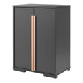 Armoire enfant anthracite 2 portes en bois massif avec étagères