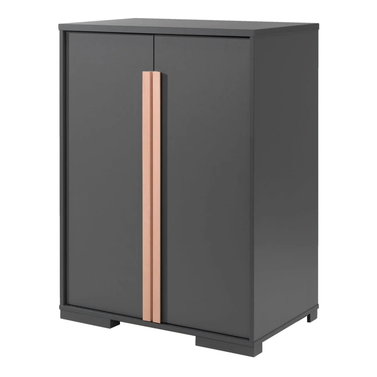 Armoire enfant anthracite 2 portes en bois massif avec étagères