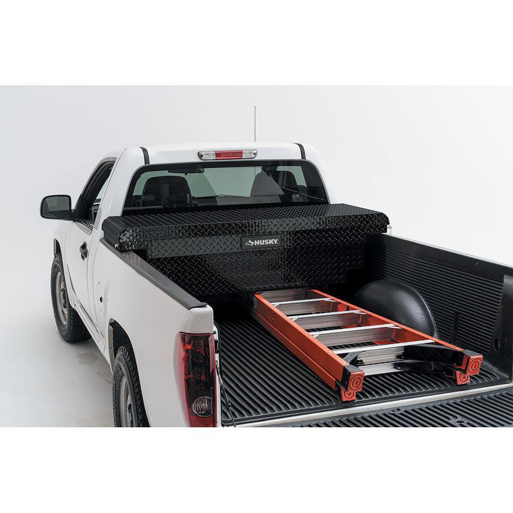 Aluminum Low Profile Saddle Truck Tool Box with Lock, Weather Seal & Sliding Tray for Toyota Tacoma