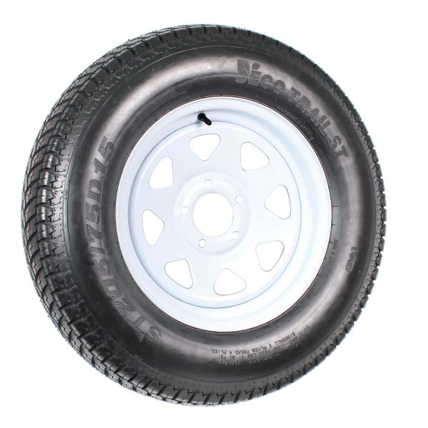 2-Pack ST205/75D15 Trailer Tires with 15-Inch White Spoke Rims, Load Range C, 5-Lug Wheel