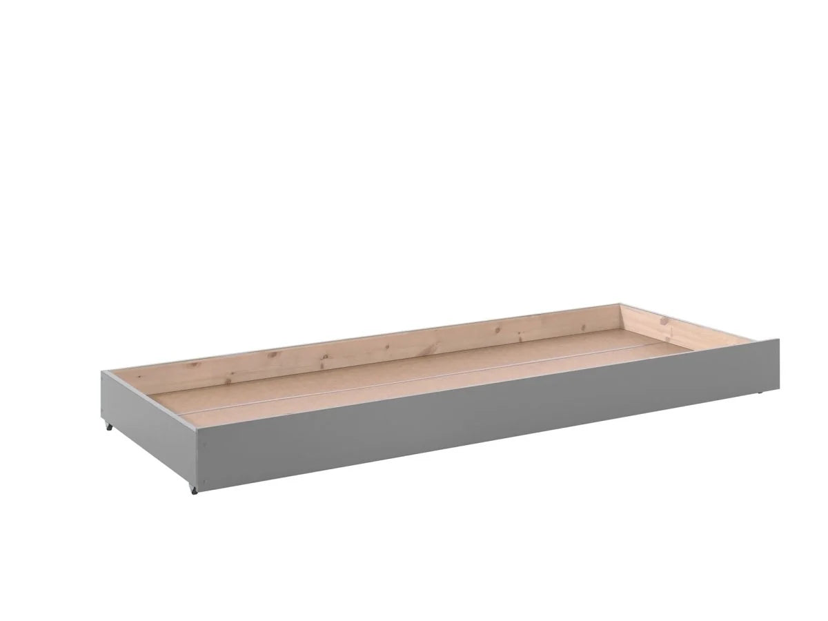 Lit superposé enfant gris 90x200 cm hauteur 182 cm en pin massif avec sommier