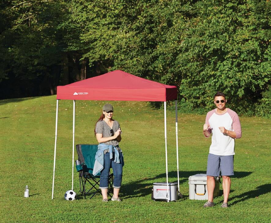 Ozark Trail 4' x 6' Instant Canopy Outdoor Shade Shelter, Brilliant Red; Assembled Dimensions :4 ft. x 6 ft. x 85 in.