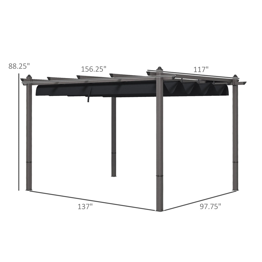 Outsunny 10' x 10' x 88.25" Cream White Aluminum Pergola, Retractable Canopy and Water-Resistant