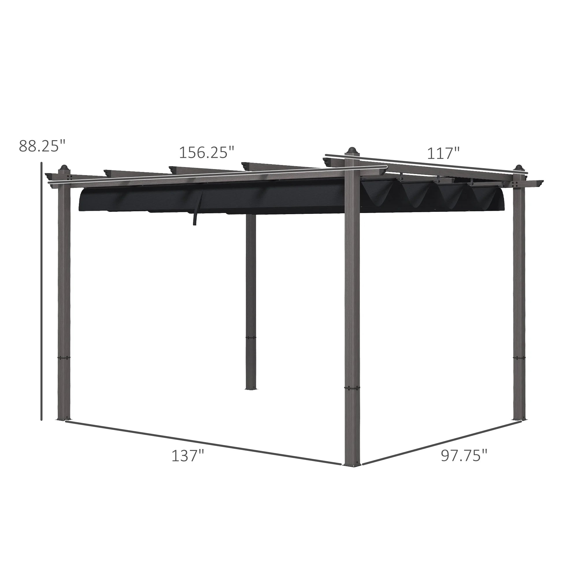 Outsunny 10' x 10' x 88.25" Cream White Aluminum Pergola, Retractable Canopy and Water-Resistant