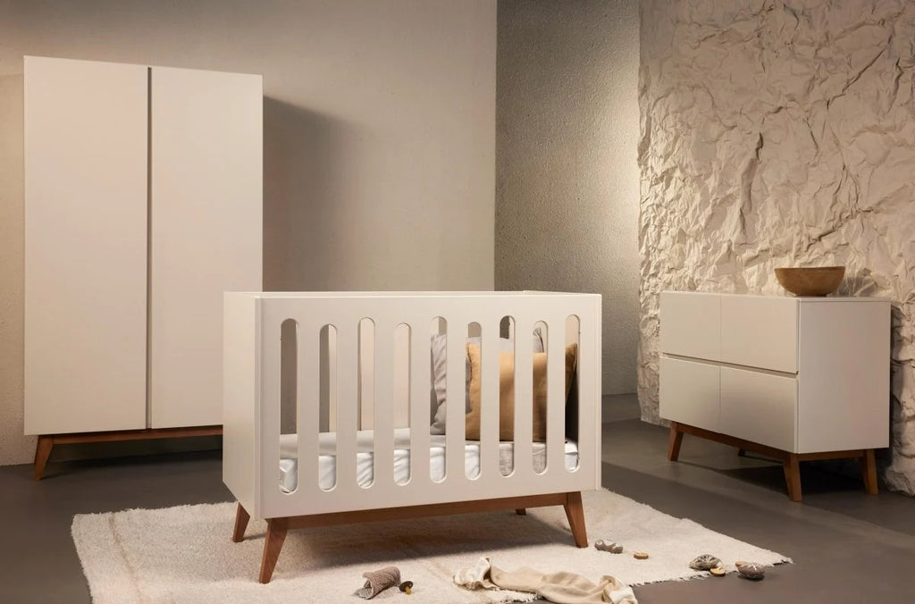 Armoire enfant argile 2 portes avec penderie et étagères