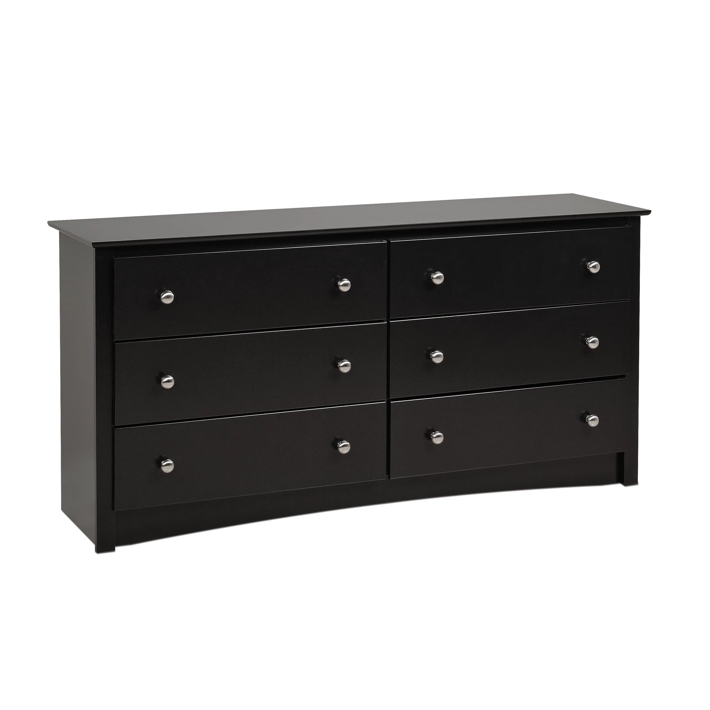 Prepac Sonoma 6 Drawer Wooden Double Dresser, 16" x 59" x 29", Black