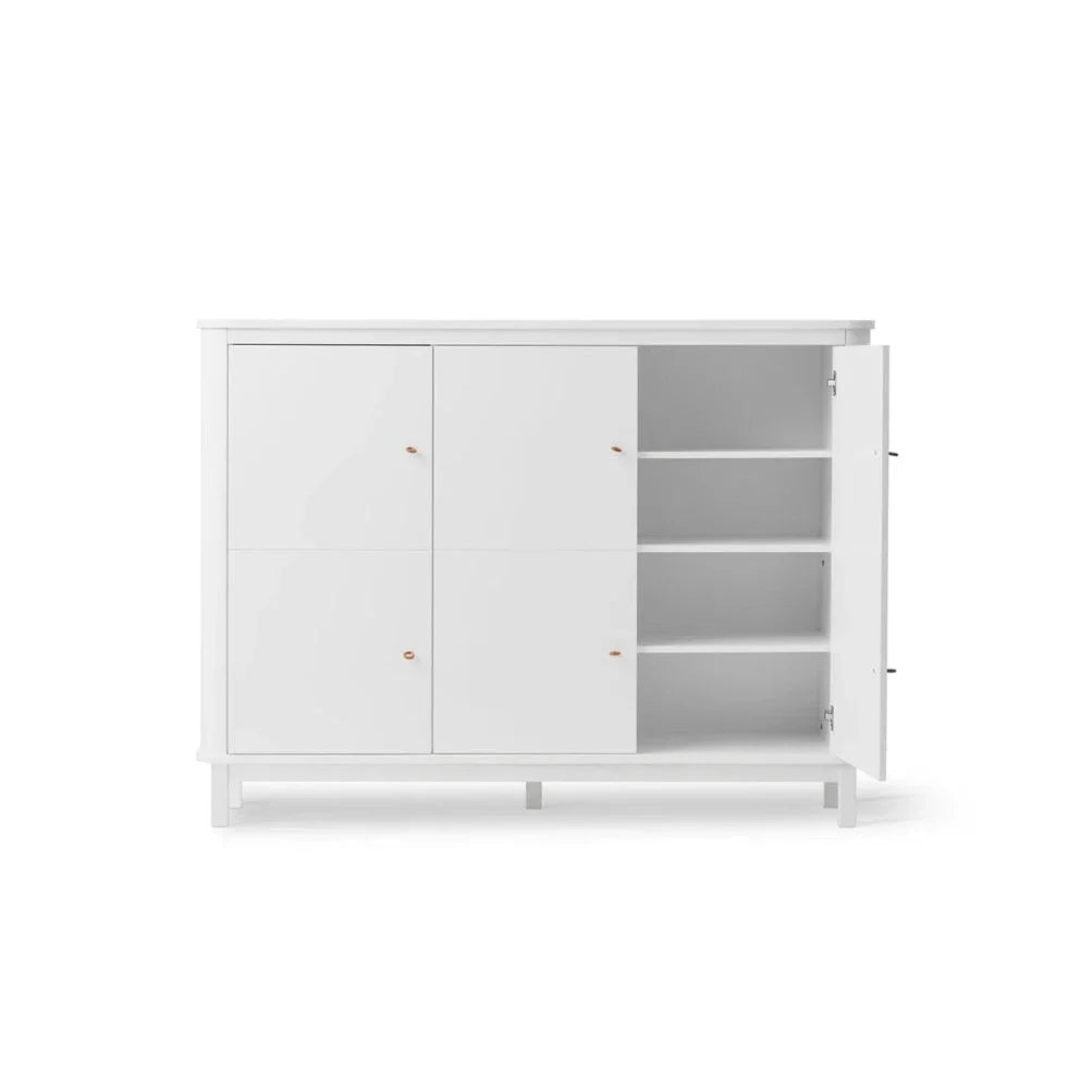 Armoire blanche 3 portes avec penderie et étagères modulables