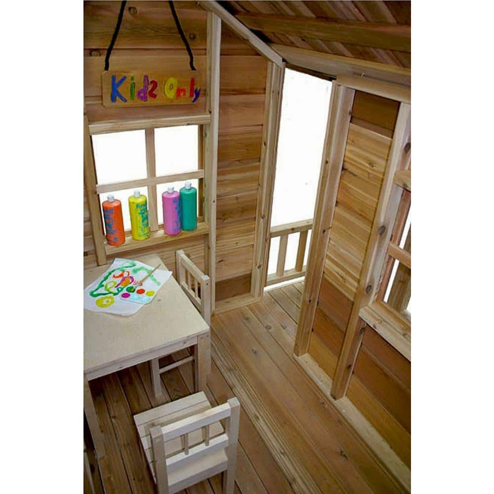 Little Squirt 6x6 ft Wooden Playhouse for Kids, Western Red Cedar Outdoor Playhouse with Screened Windows, Dutch Door & Floor Included