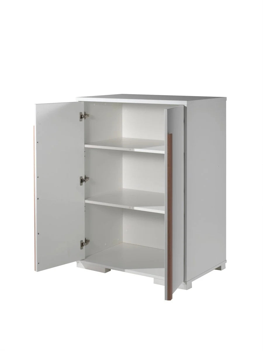 Armoire enfant blanche 2 portes en bois massif avec étagères