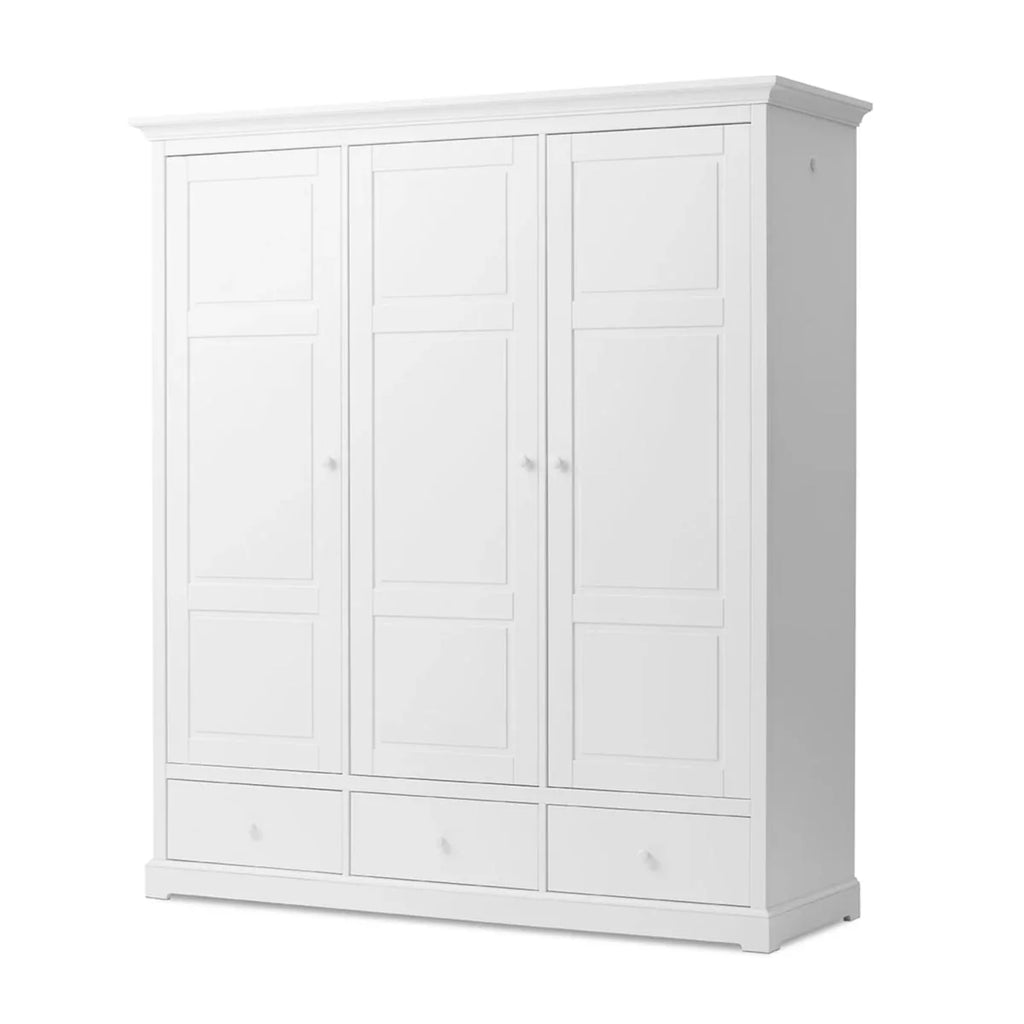 Armoire 3 portes avec penderie, tiroirs et étagères ajustables