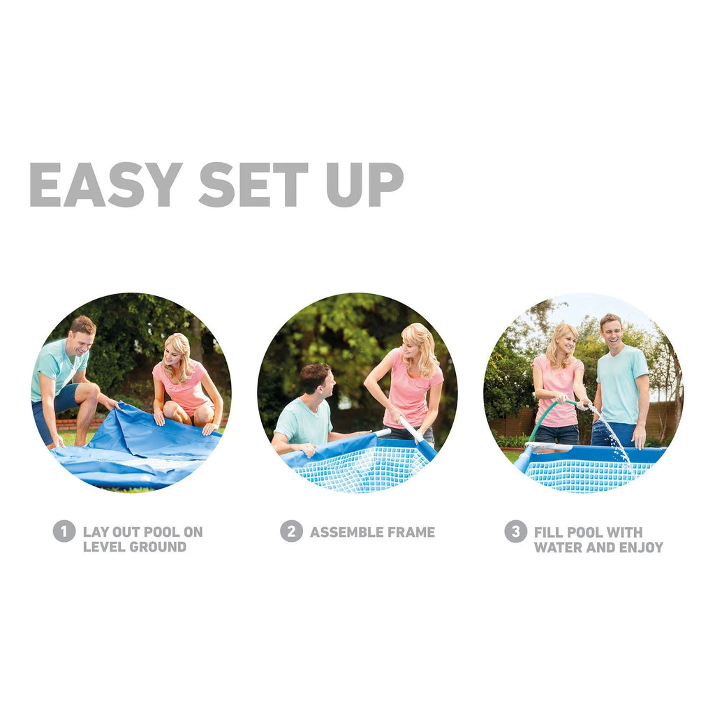 Open Box Intex 14.75ft x 7.3ft x 33In Rectangular Frame Above Ground Pool