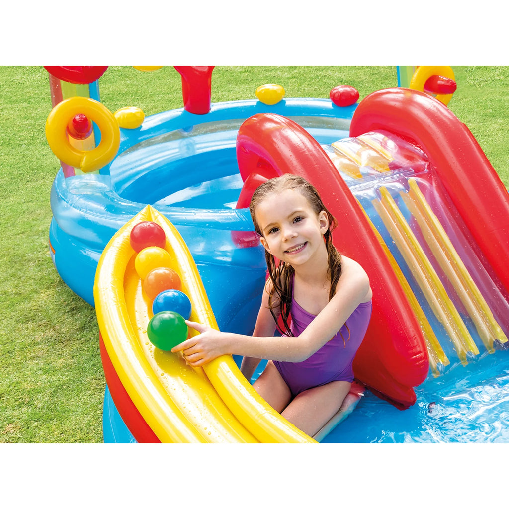 Intex 8ft x 6.25ft x 43in Dinosaur Play Pool & Inflatable Rainbow Play Pool