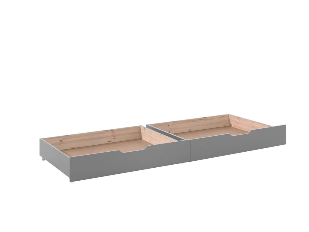 Lit superposé enfant gris 90x200 cm hauteur 182 cm en pin massif avec sommier