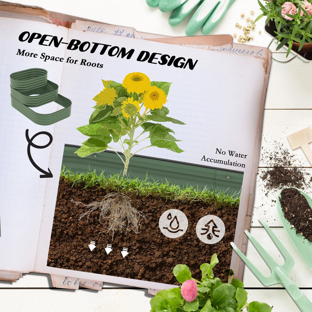 Outsunny 3-Tier Raised Garden Bed 62.25" x 43" x 32.25" Planter Set, Green
