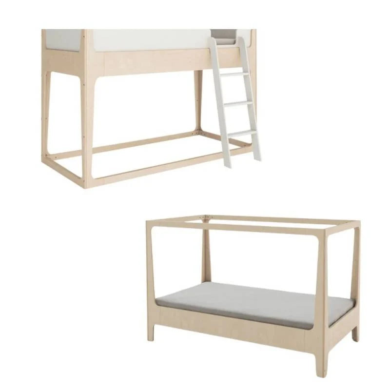 Lit mezzanine enfant 90x200 cm en bouleau avec échelle inclinée