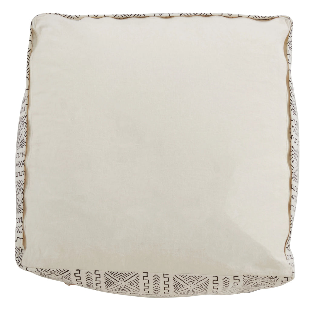 Saro Lifestyle PU663.W 20 x 20 x 14 in. Abstract Design Mudcloth Pouf, White