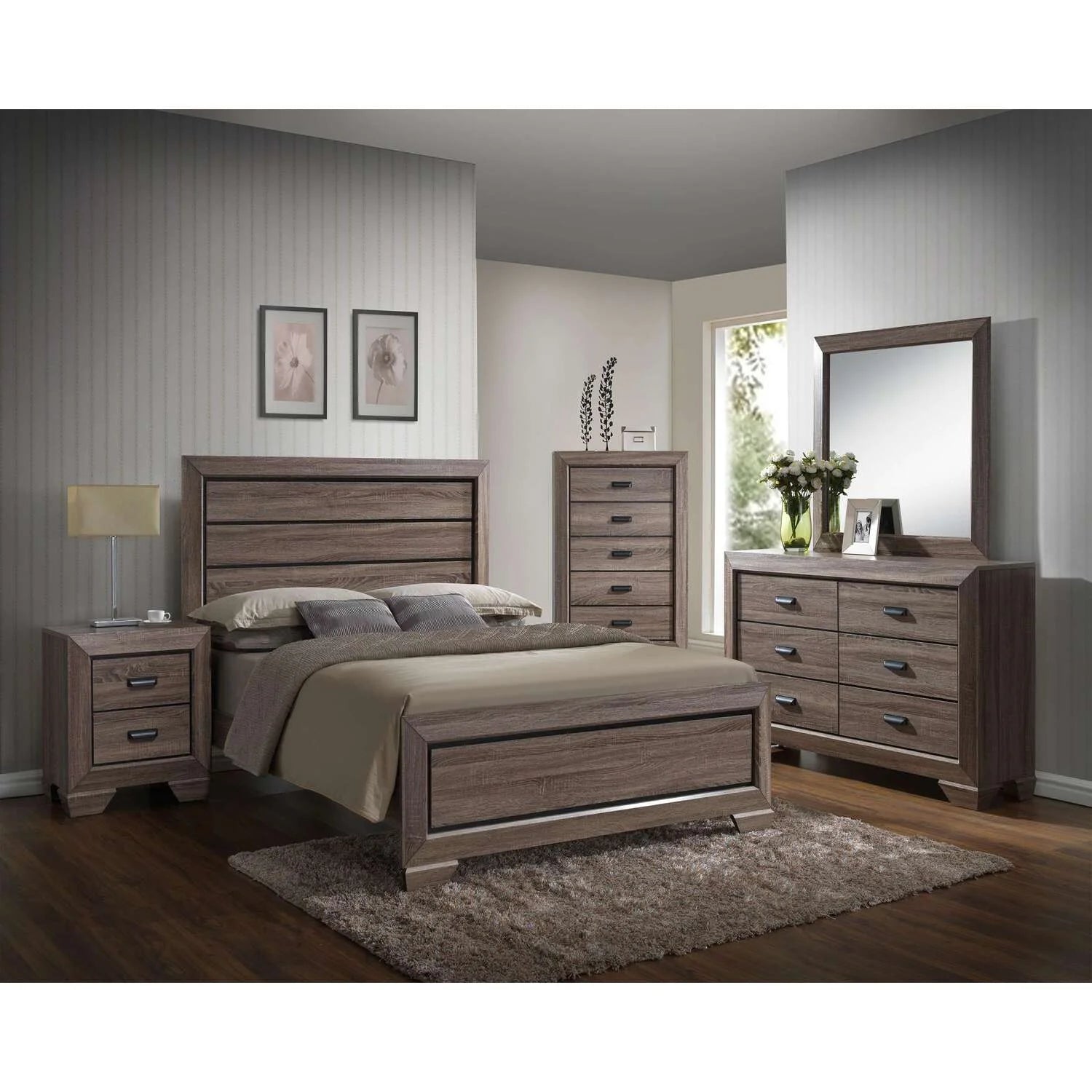 KB B2185-N 27 x 24 x 19 in. Wood Night Stand - Light Brown