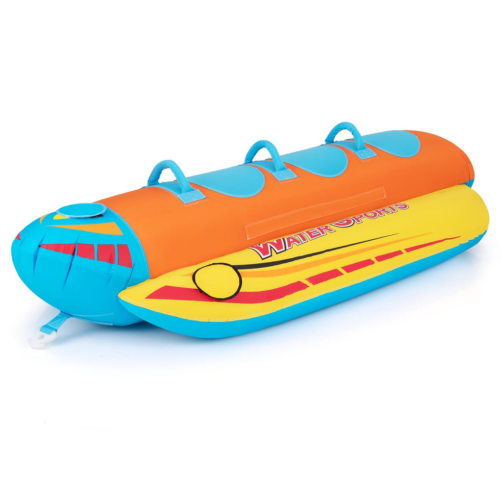 3 Person Inflatable Banana Boat Towable Tube - Heavy Duty Water Sports Boat with EVA Seats & Quick Connect