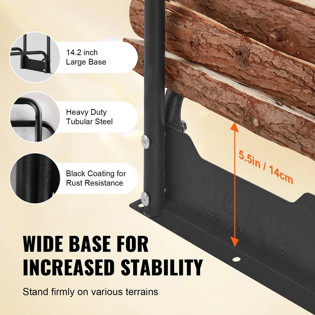 BENTISM 4.3ft Outdoor Firewood Rack with Cover Firewood Holder 52" x 14.2" x 46.1"