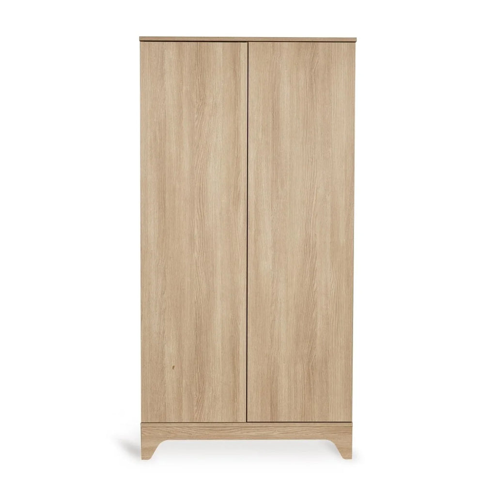 Armoire enfant frêne miel 2 portes avec penderies et étagères réglables