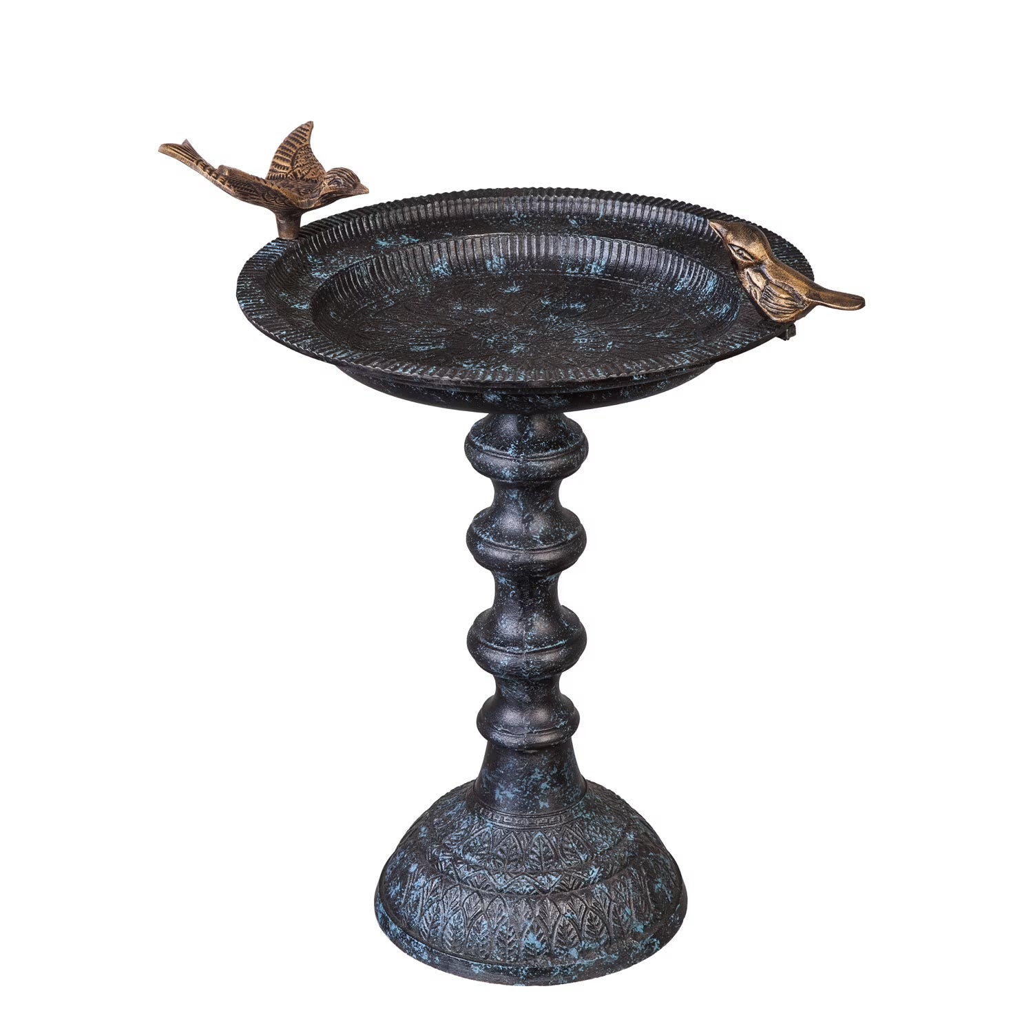 Evergreen Garden Cast Metal Bird Bath on Pedestal 20 x 19 x 15 Inches