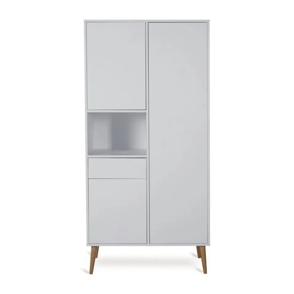Armoire enfant blanc brillant 3 portes avec tiroir et penderie