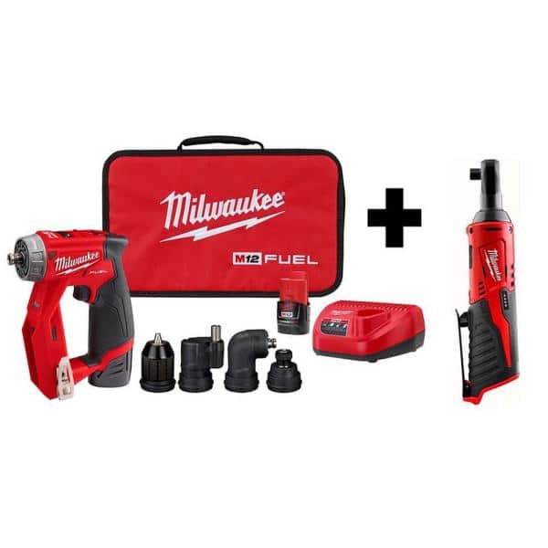M12 12V Lithium-Ion Brushless Cordless 4-in-1 Installation Drill Driver Kit with 3/8 in. Ratchet
