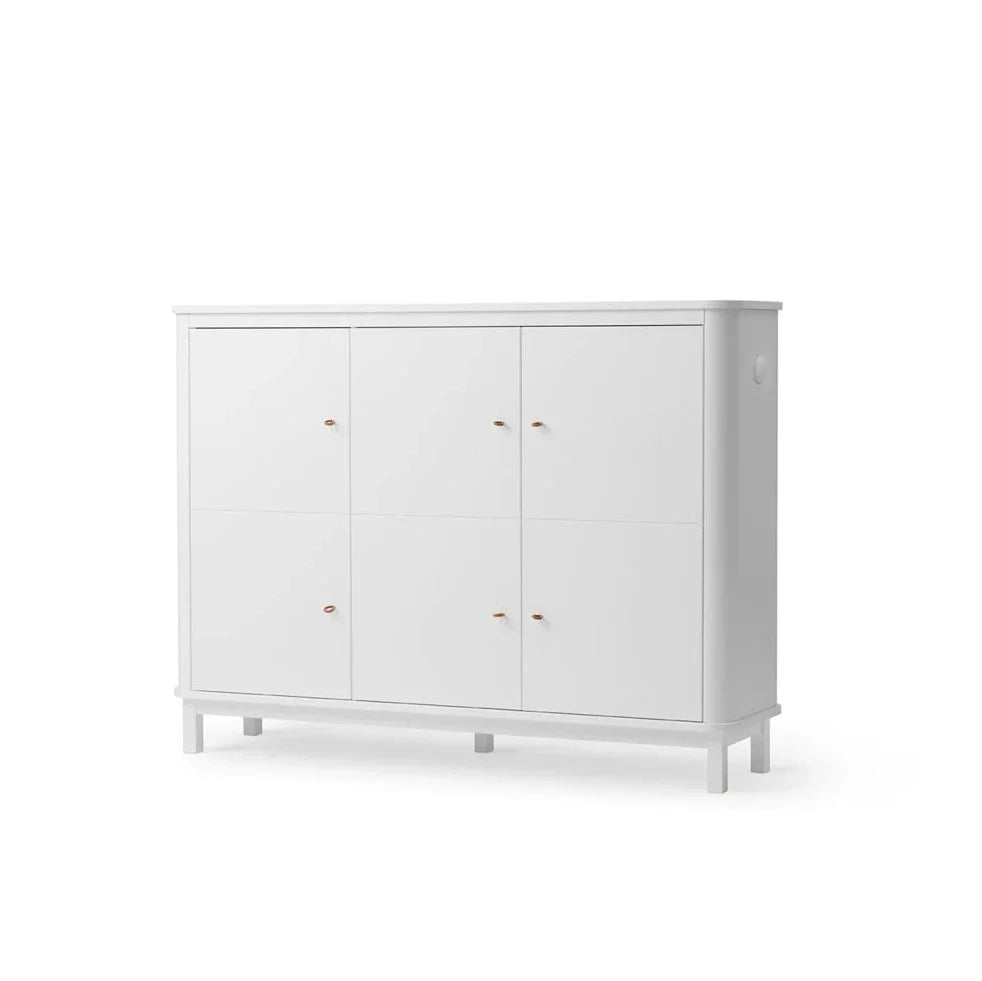 Armoire blanche 3 portes avec penderie et étagères modulables