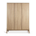 Grande armoire enfant frêne miel 3 portes avec penderies et étagères réglables