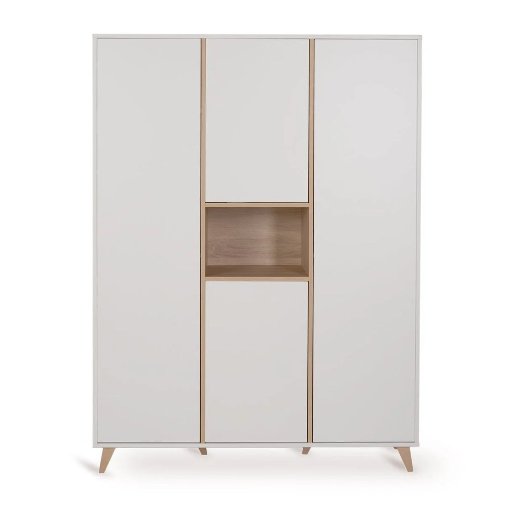 Grande armoire enfant blanche 4 portes avec penderies et rangement modulable