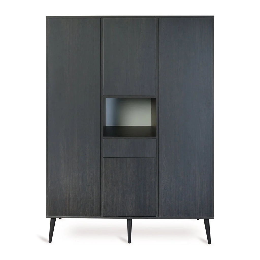 Grande armoire enfant ébène 4 portes avec penderies et tiroir