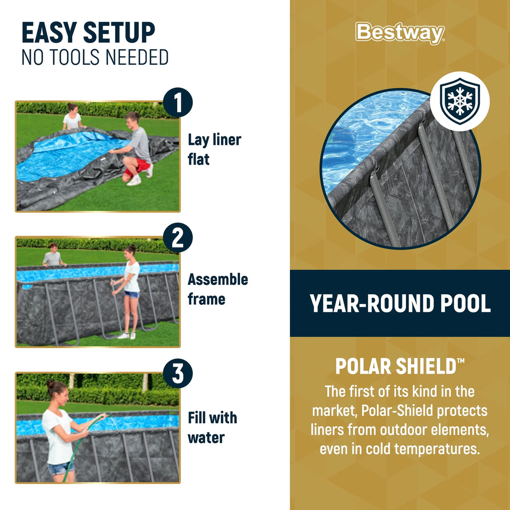 Bestway APX 365 31'4" x 16' x 52" Rectangular Above Ground Swimming Pool