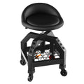 Rolling Mechanic Stool with Wheels - Adjustable Height Swivel Garage Seat with Tool Tray, 330 lb Capacity