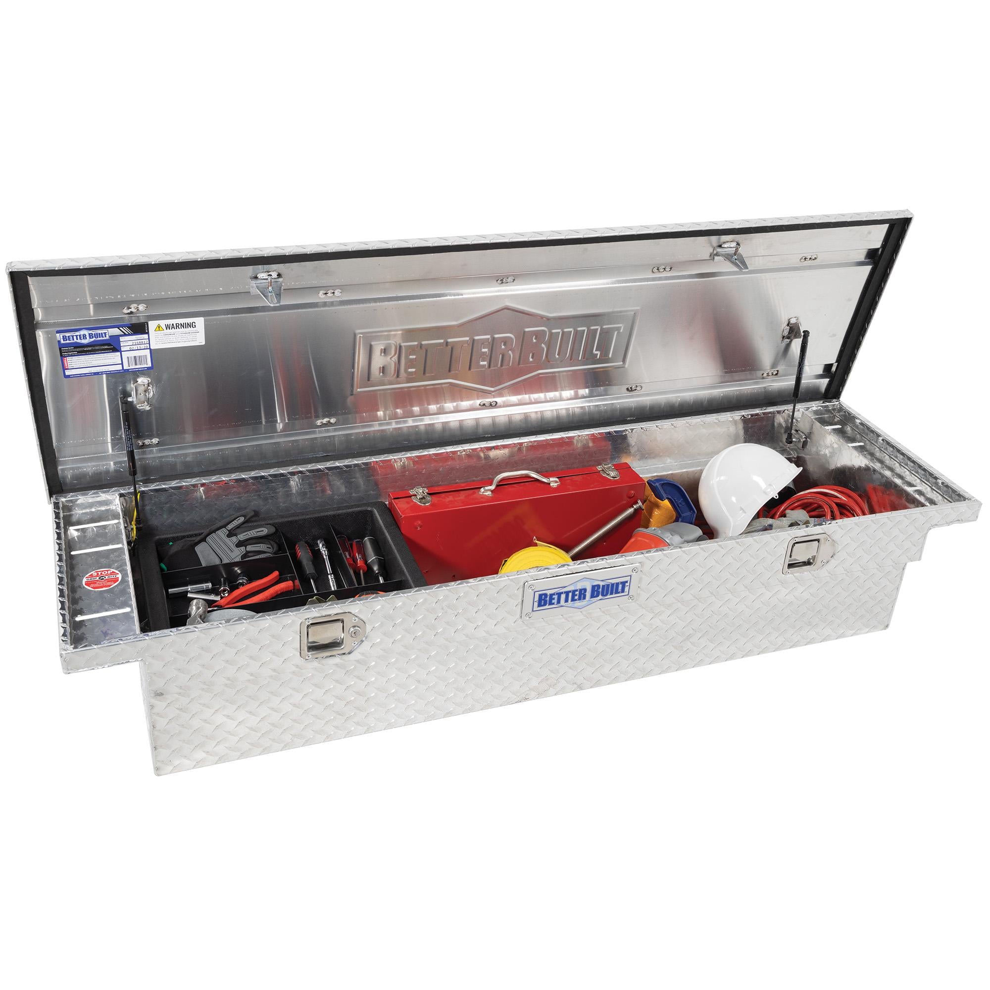 UWS Low Profile Aluminum Truck Tool Box with Stainless Steel Handles, Pickup Bed Storage Chest