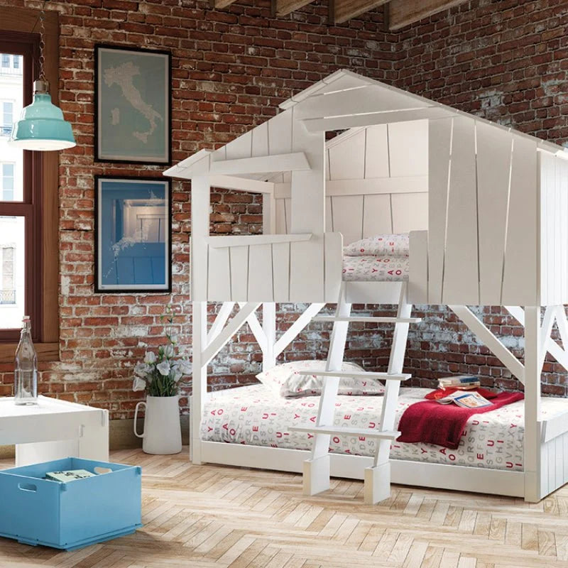 Lit superposé enfant 90x190 cm en sapin massif avec sommier inclus