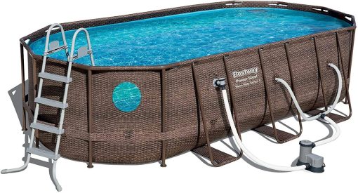 18 x 9 x 4 ft Steel Frame Swimming Pool Set with Filter and Ladder