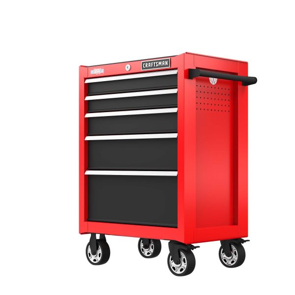 CRAFTSMAN 26-Inch 5-Drawer Steel Rolling Tool Cabinet, Red, 9,266 cu. in. Storage Capacity