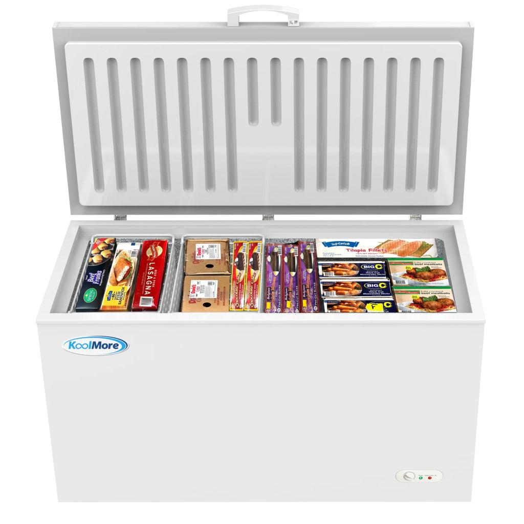 16 Cu. Ft. Chest Freezer with Lock - Deep Freezer with 2 Storage Baskets, Wheels & Adjustable Temperature Control
