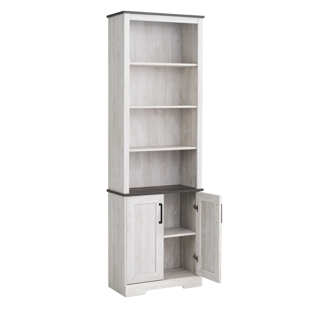 Prepac Rustic Ridge Washed White 26" W x 79.75" H x 12.5" D Bookcase