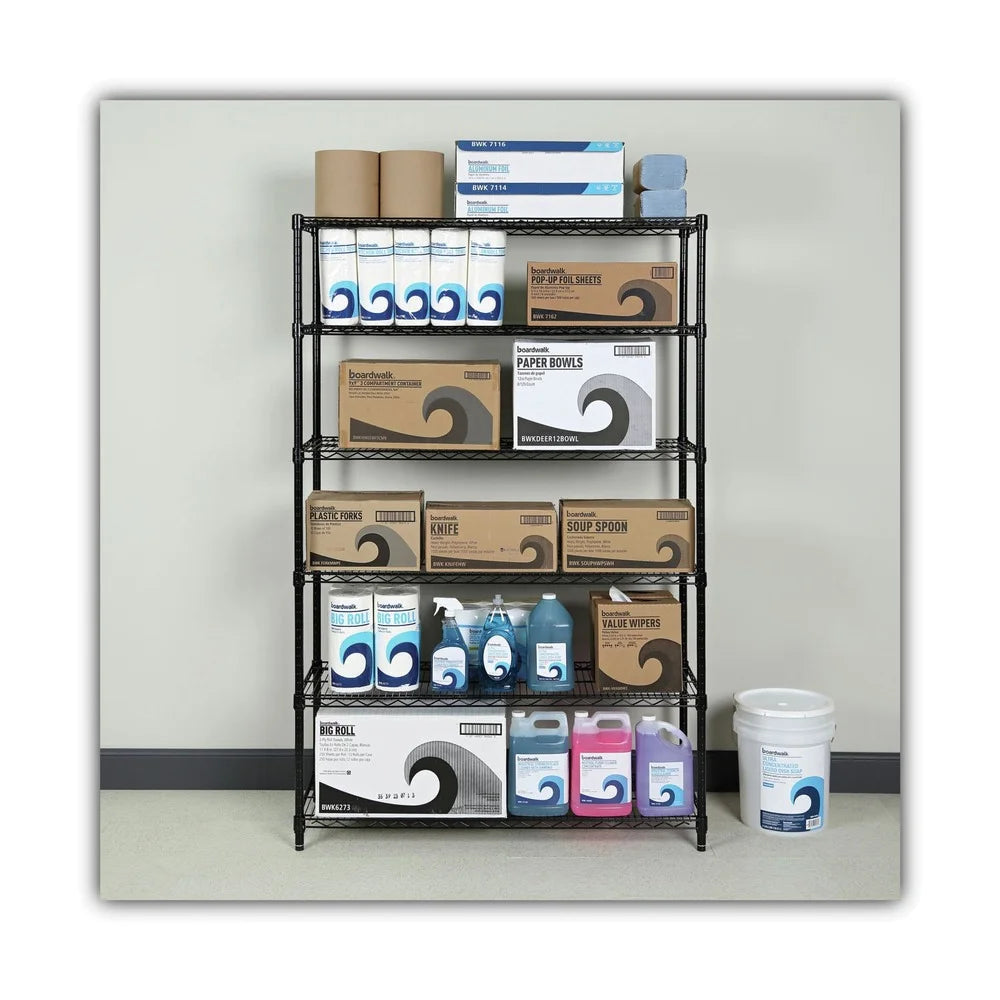 Alera Commercial Wire Shelving Six-Shelf 48w X 18d X 72h Black (ALESW664818BL)