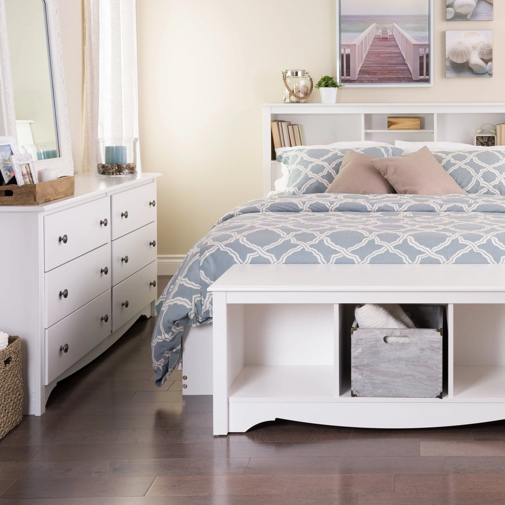 Prepac Monterey 6 Drawer Wooden Double Dresser, 16" x 59" x 29", White