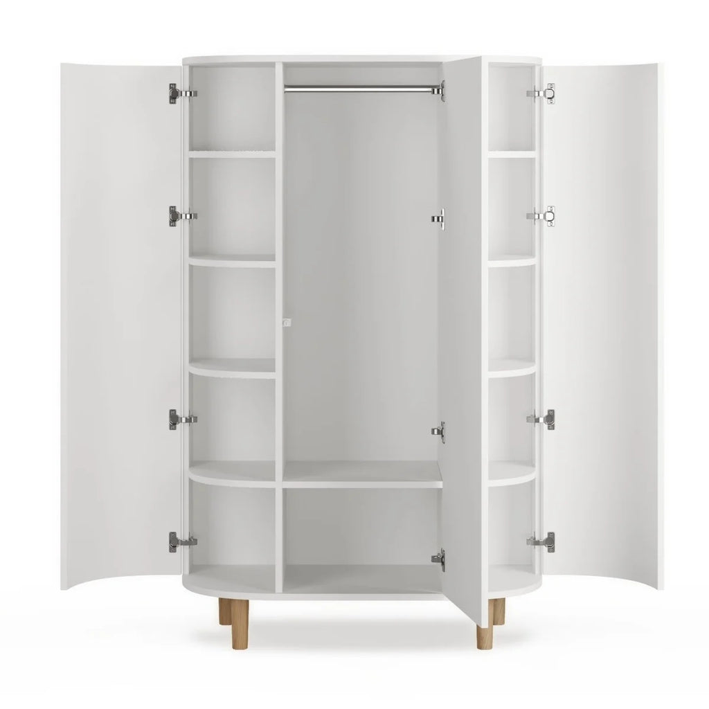 Grande armoire enfant blanche avec 12 étagères et penderie