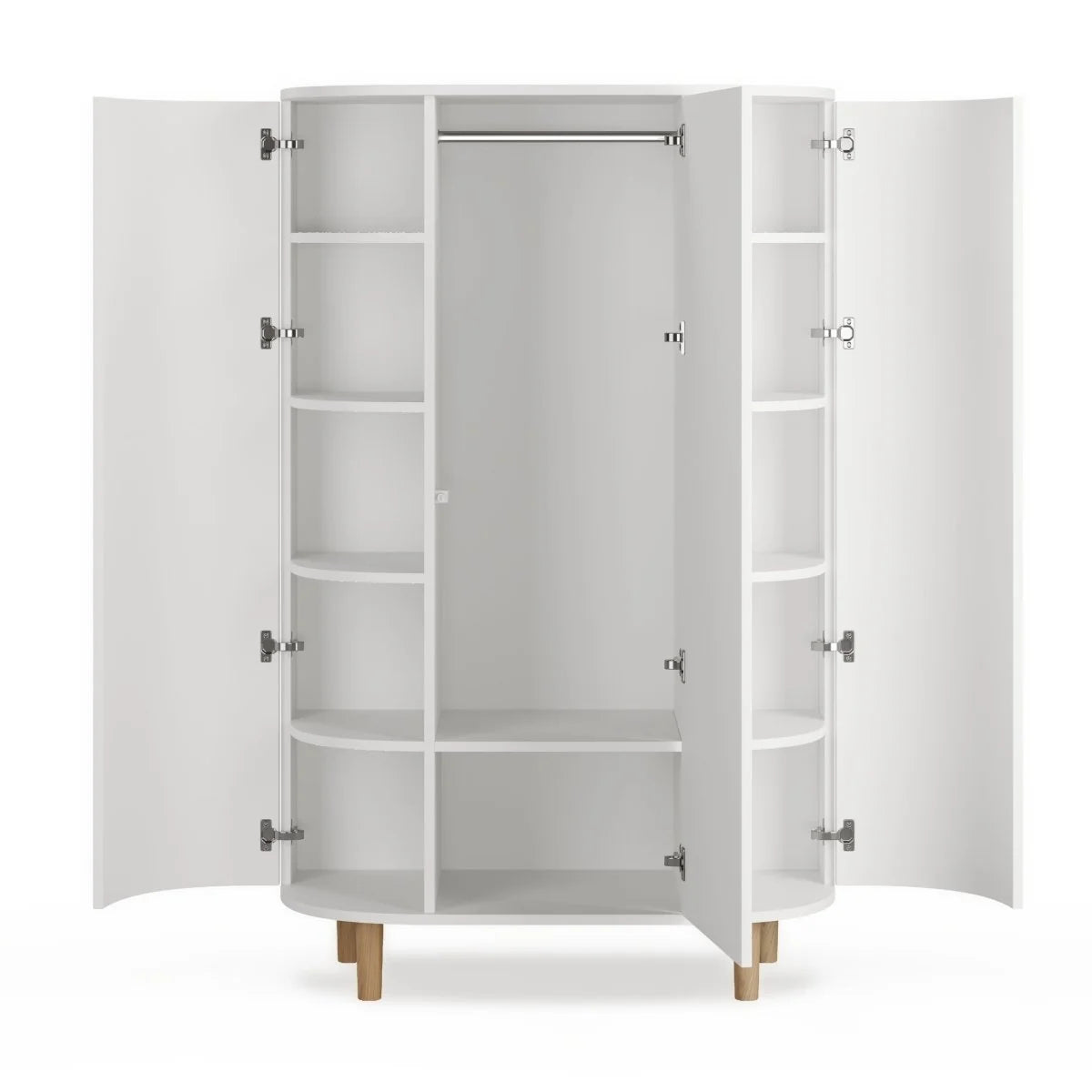 Grande armoire enfant blanche avec 12 étagères et penderie